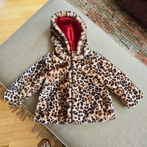 Toddler Leopard Hooded Coat, Winter, Size 2T